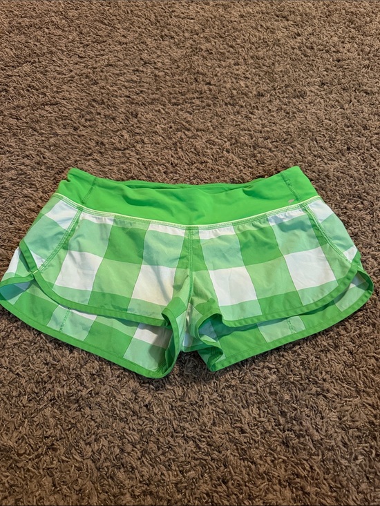 lululemon athletica Pants - Lululemon green plaid shorts size 8